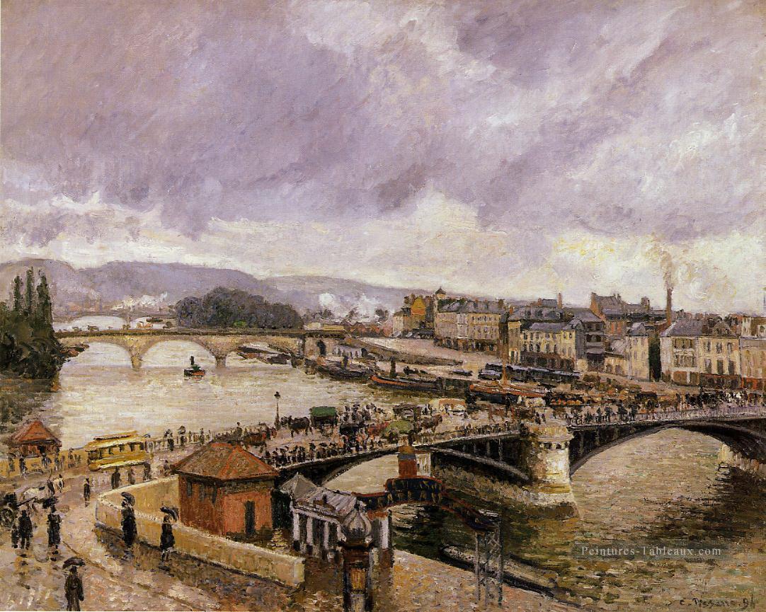 le pont boieldieu rouen effet de pluie 1896 Camille Pissarro Peintures à l'huile